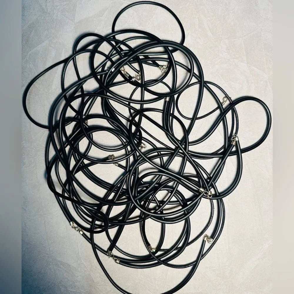 14.5” Black Cord Necklace - Minimalist | Unisex 925 Silver Clasp | Pendant Ready